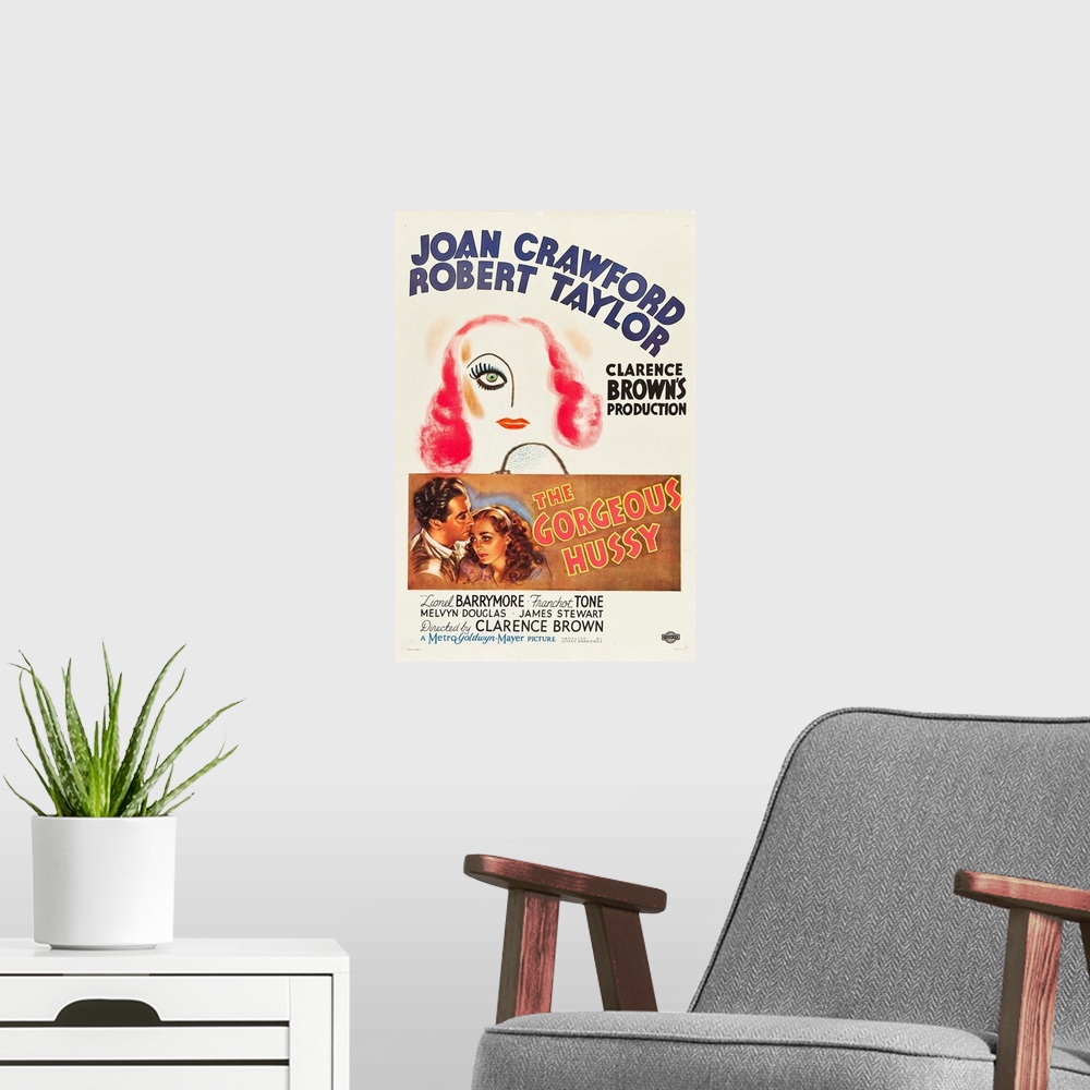 A modern room featuring The Gorgeous Hussy - Vintage Movie Poster