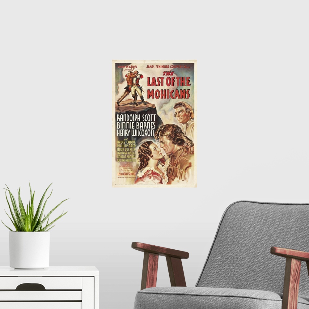 A modern room featuring The Last of the Mohicans - Vintage Movie Poster