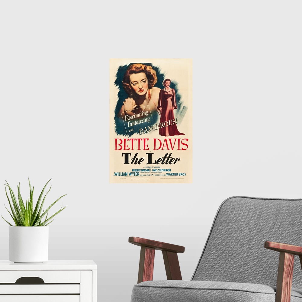 A modern room featuring The Letter - Vintage Movie Poster