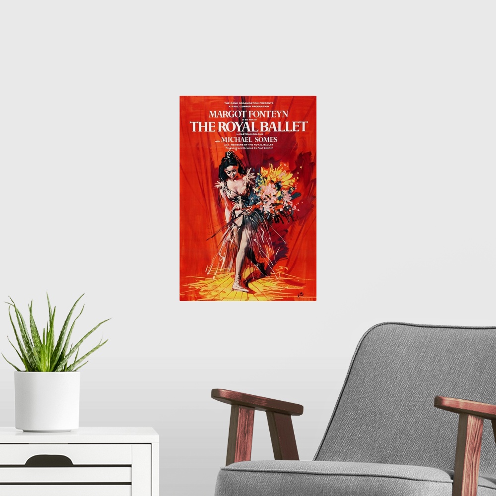 A modern room featuring Retro poster artwork for the film The Royal Ballet.
