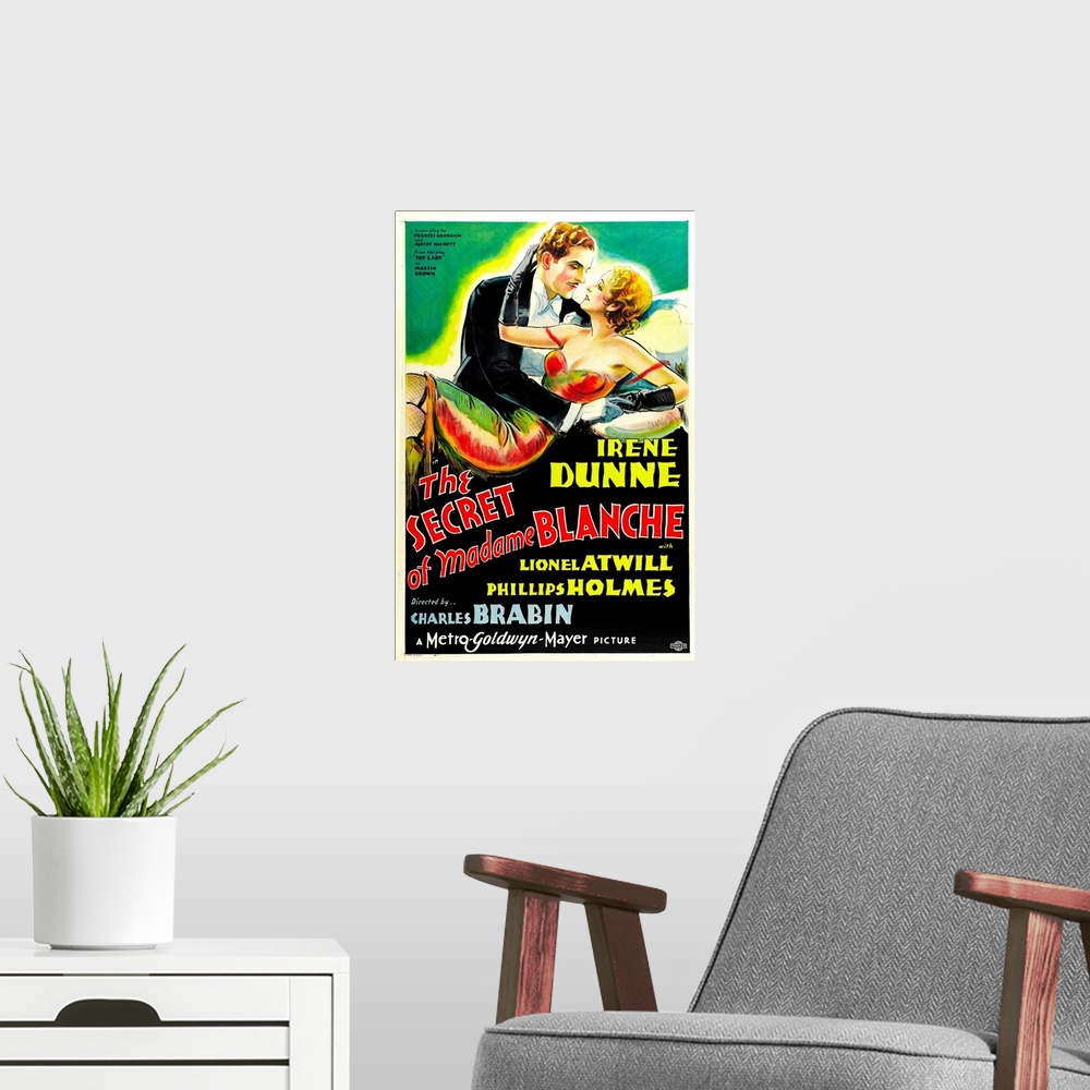 A modern room featuring The Secret Of Madame Blanche - Vintage Movie Poster