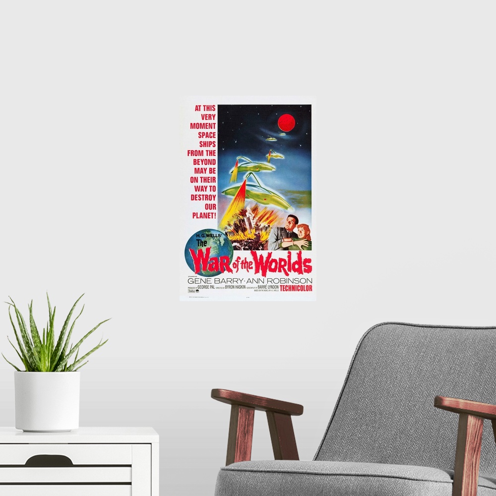 A modern room featuring The War Of The Worlds - Vintage Movie Poster
