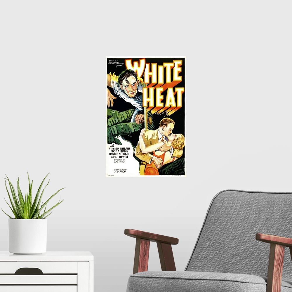 A modern room featuring White Heat - Vintage Movie Poster