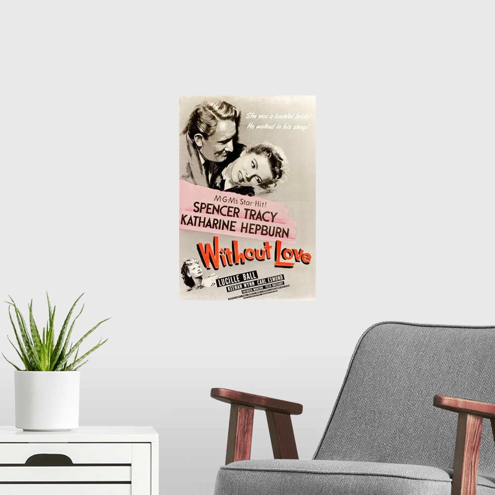 A modern room featuring Without Love - Vintage Movie Poster