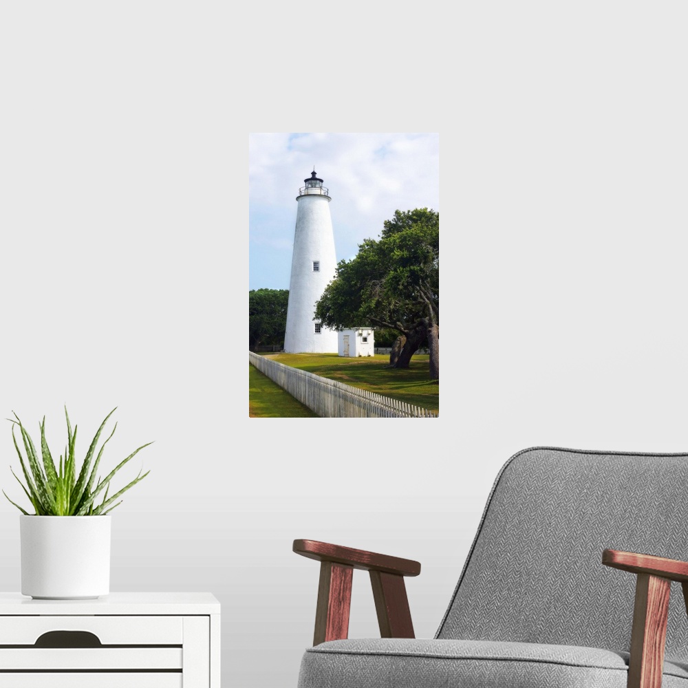 A modern room featuring Ocracoke Lighthouse
