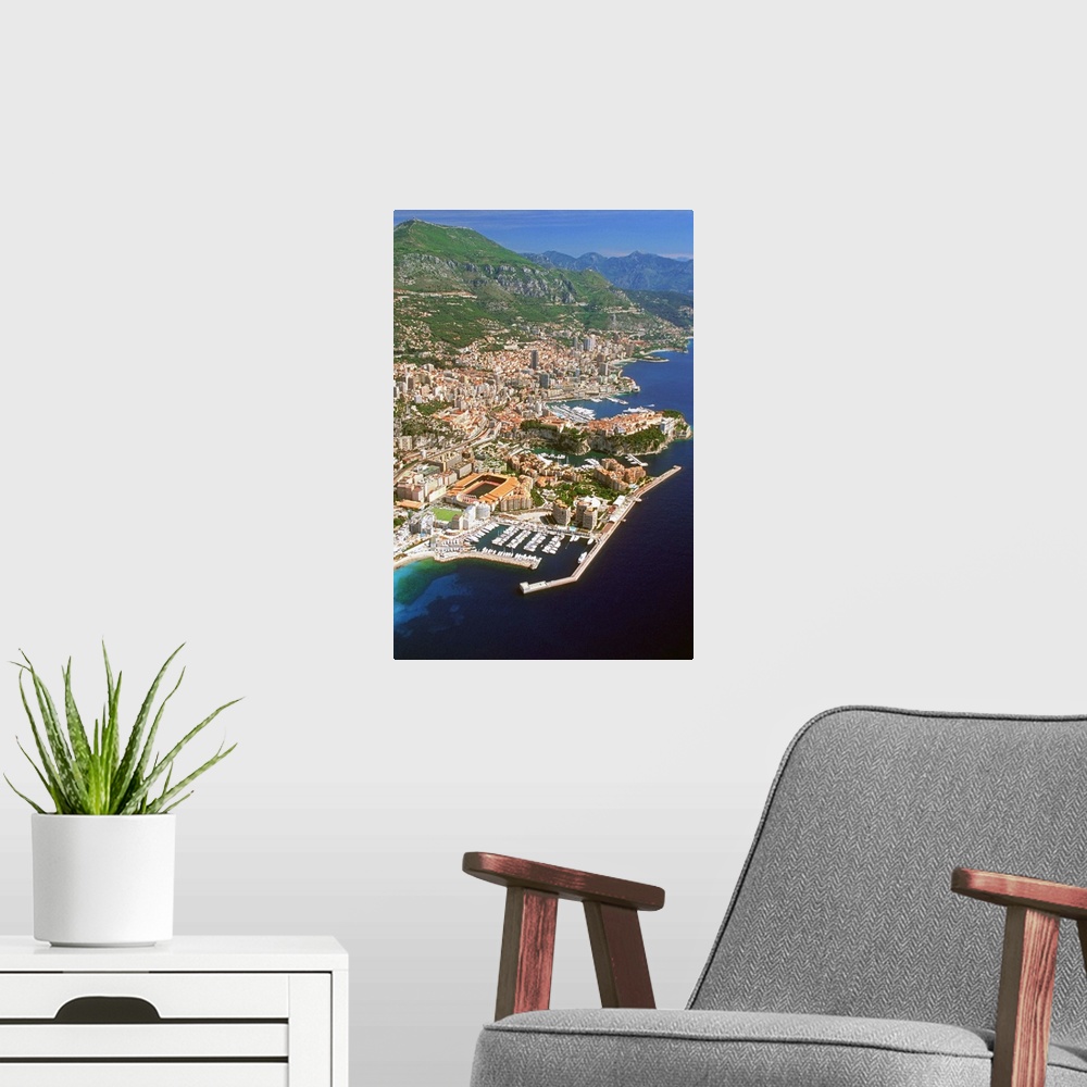 A modern room featuring Aerial view of a city, Monte Carlo, Monaco, France