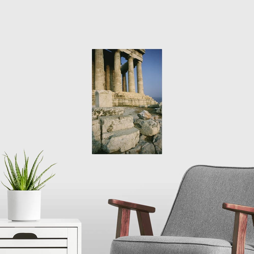 A modern room featuring Ancient ruins in Greece