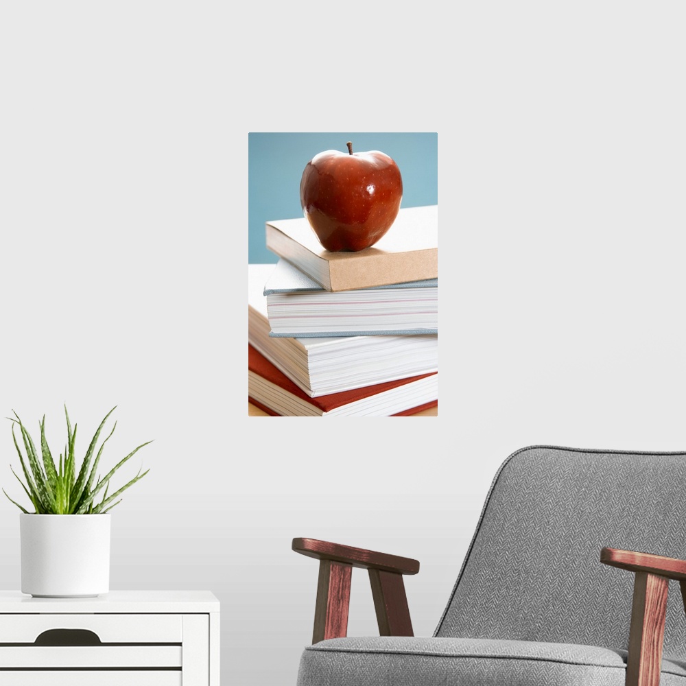 A modern room featuring Apple on textbooks
