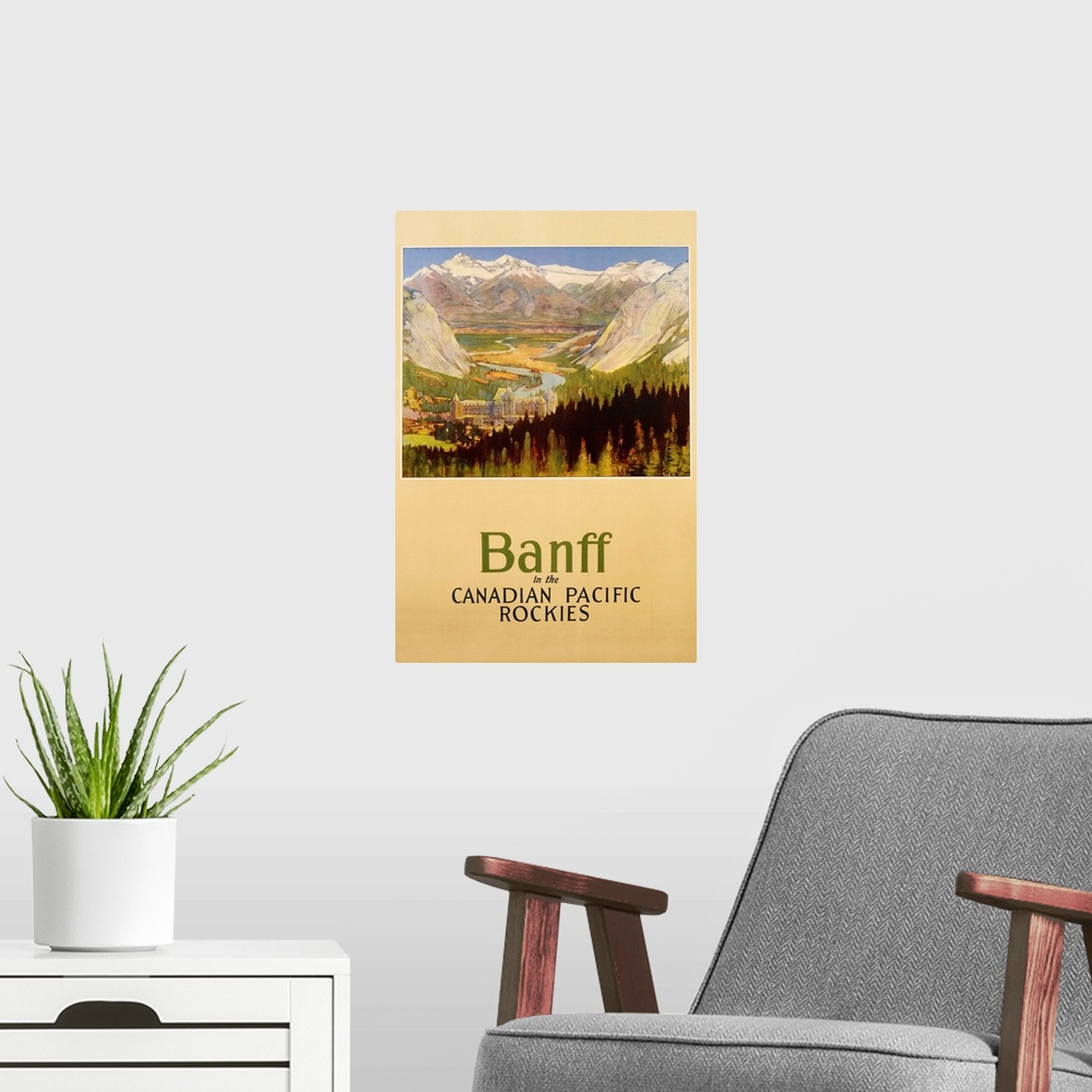 A modern room featuring Banff In The Canadian Pacific Rockies Poster