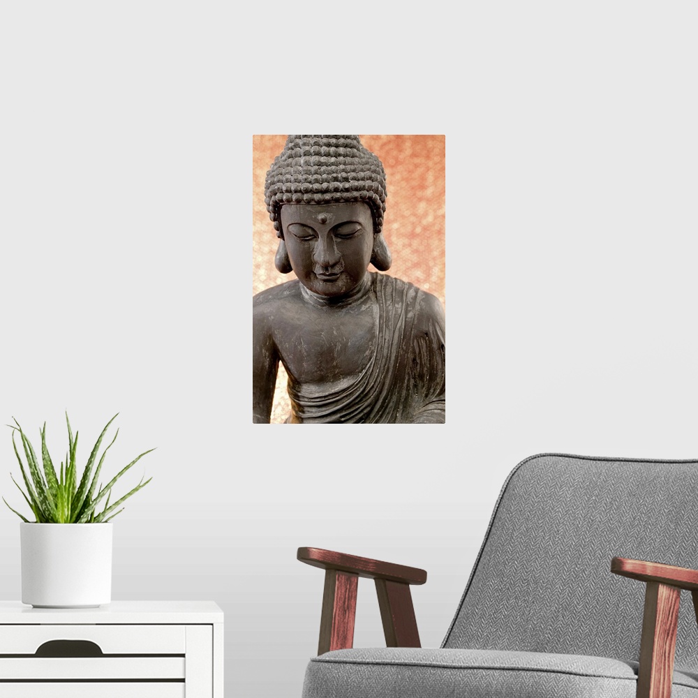 A modern room featuring Buddha statue