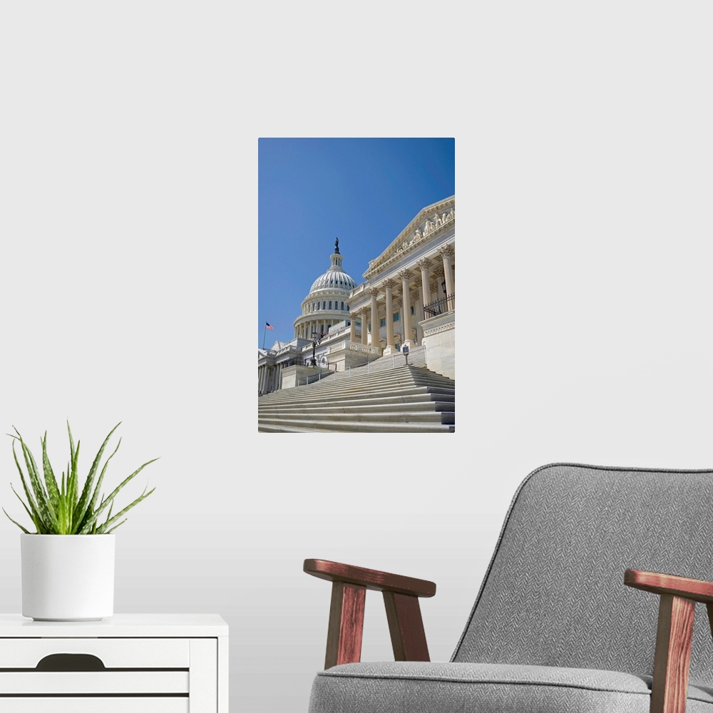 A modern room featuring Capitol building and Supreme Court Building in Washington DC, USA