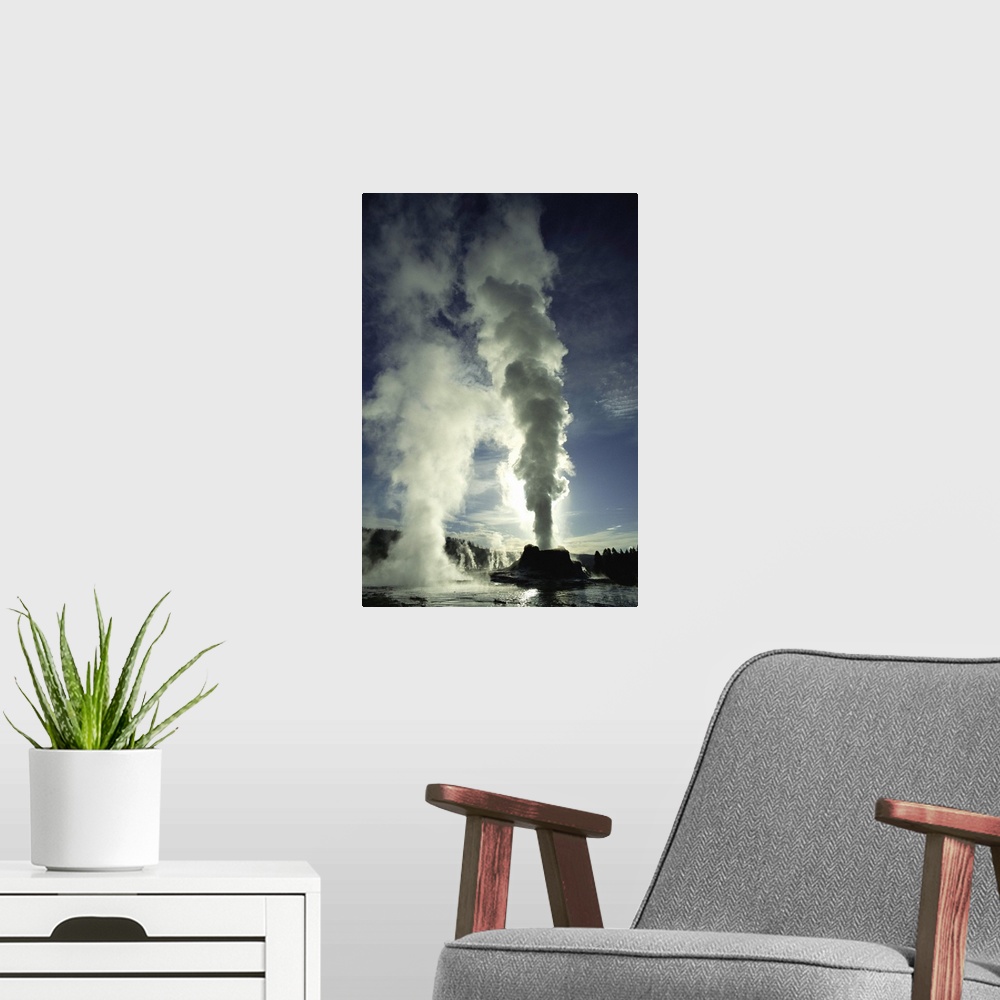 A modern room featuring Castle Geyser ,Yellowstone National Park ,Wyoming