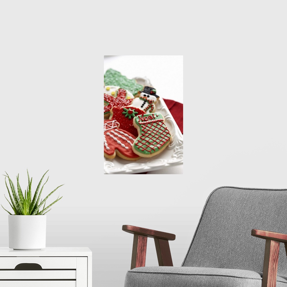 A modern room featuring assortment of festive holiday cookies
