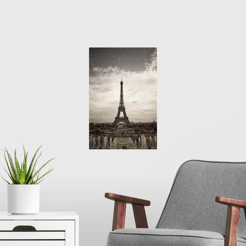 A modern room featuring Eiffel Tower as seen from Palais de Chaillot, Trocadero, Paris, France