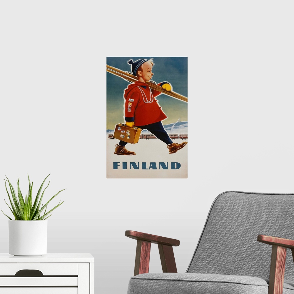 A modern room featuring Finland Poster By O.K. Oksanen