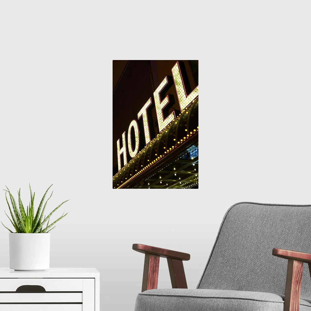 A modern room featuring Hotel sign, Las Vegas, Nevada