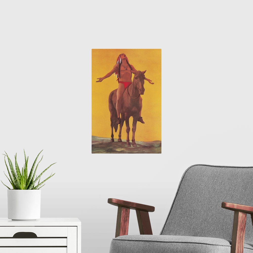 A modern room featuring Indian Brave on Horse