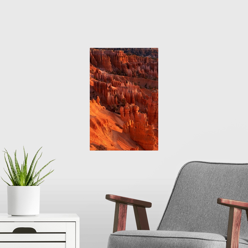 A modern room featuring Jagged rock formations