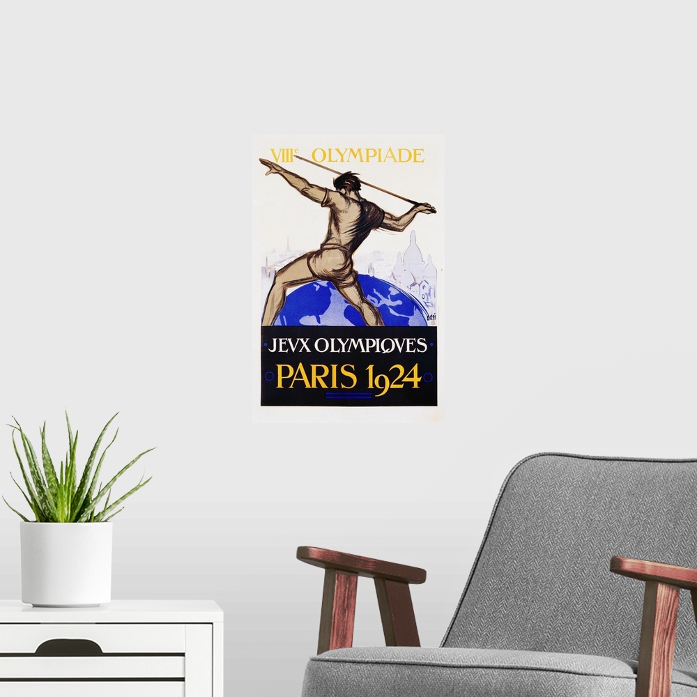 A modern room featuring Jeux Olympiques, Paris 1924 Poster By Orsi