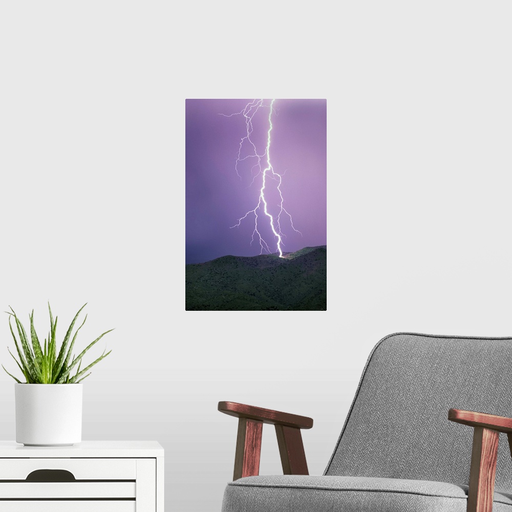 A modern room featuring Lightning Strike Near Tucson