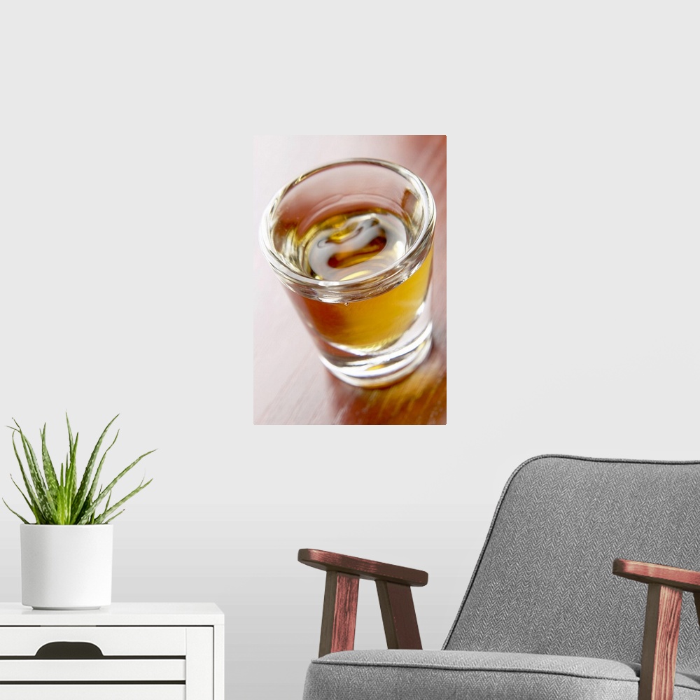 A modern room featuring Liquor shot