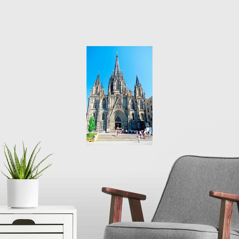 A modern room featuring Low angle view of Barcelona Cathedral, Barcelona, Spain