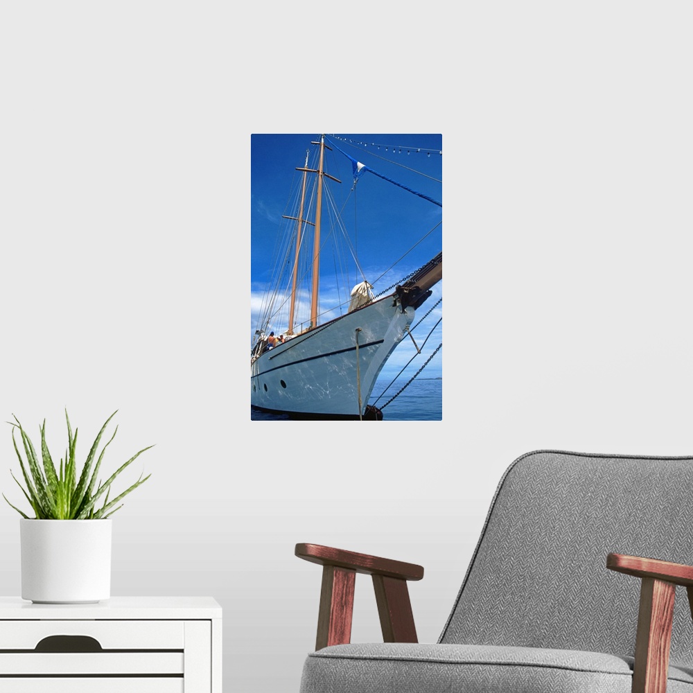 A modern room featuring sailing boat
