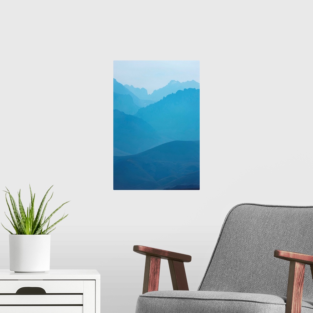 A modern room featuring Sierra Nevada Mountains, California