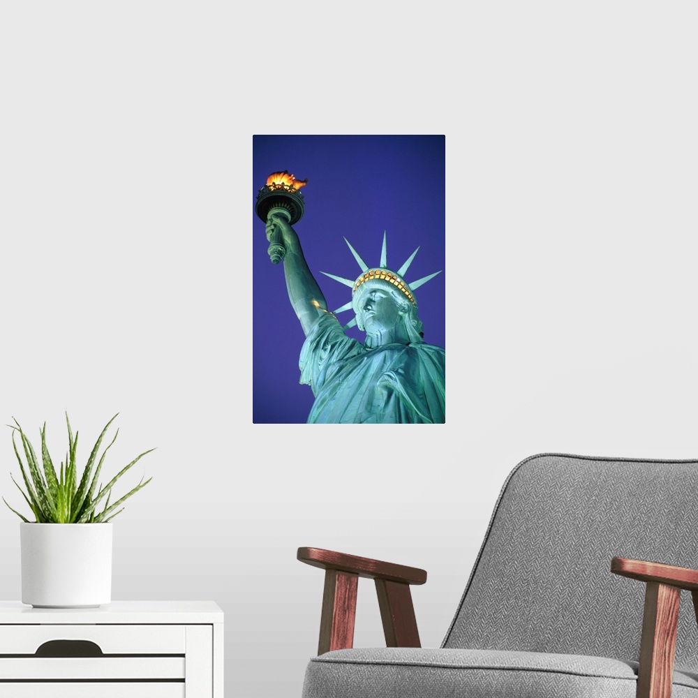 A modern room featuring Statue Of Liberty In New York City At Dusk