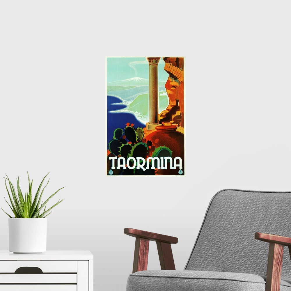 A modern room featuring Taormina Poster