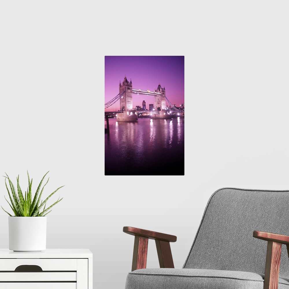 A modern room featuring Tower Bridge over the River Thames in London, England