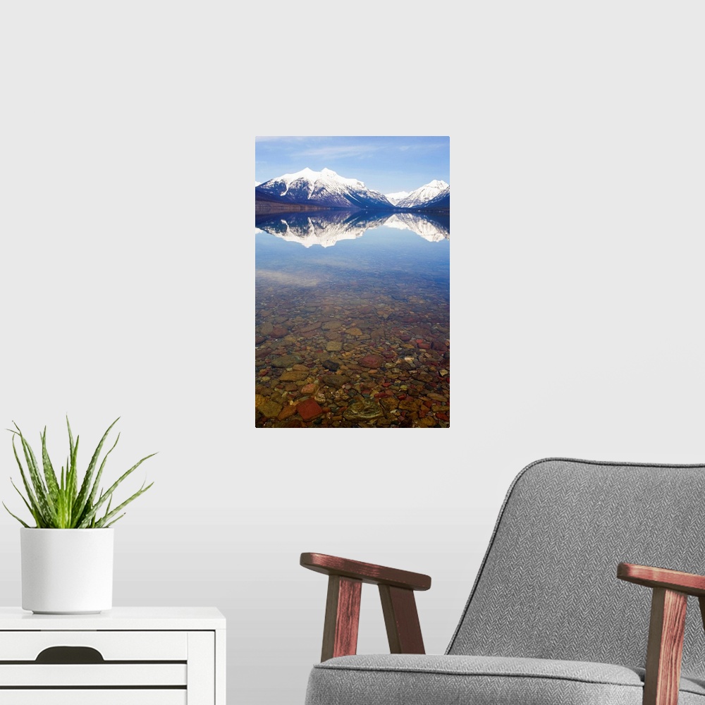A modern room featuring USA, Colorado, Mountains reflected in lake