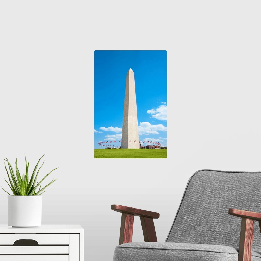 A modern room featuring Washington Monument