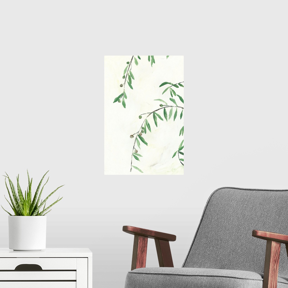 A modern room featuring Leafy Greens on White 2