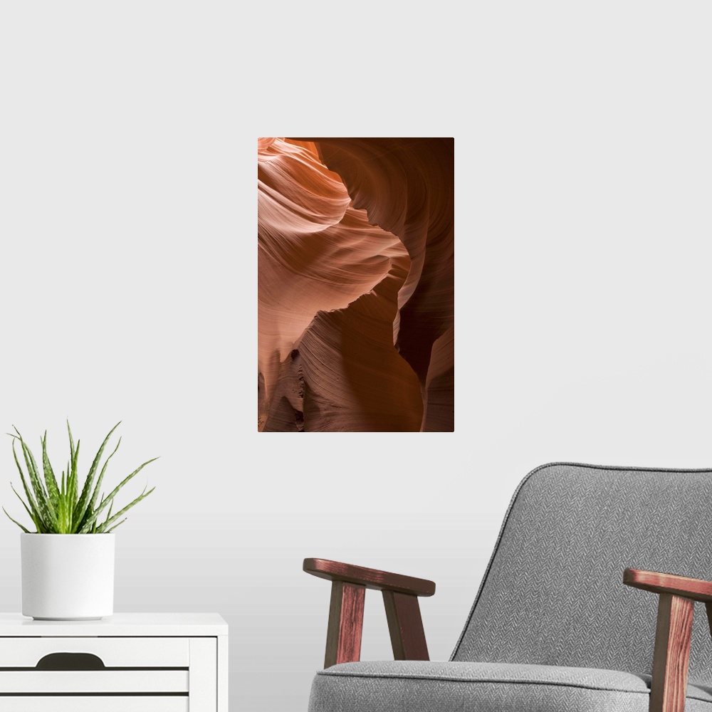 A modern room featuring A photograph of a view of the slot canyons of Antelope Canyon in Arizona.
