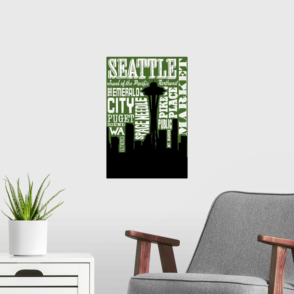 A modern room featuring Space Needle Silhouette