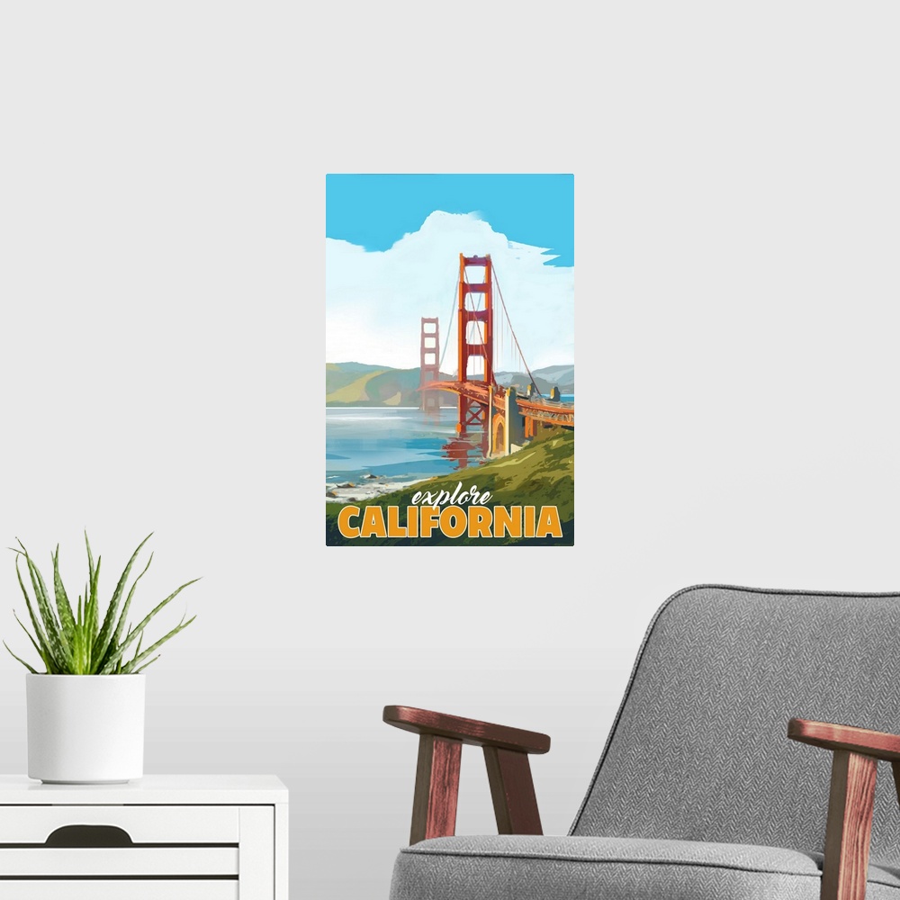 A modern room featuring Explore California
