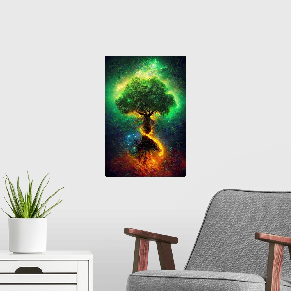 A modern room featuring Norse Tree Of Life