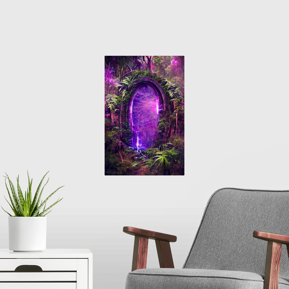 A modern room featuring Purple Portal Redo
