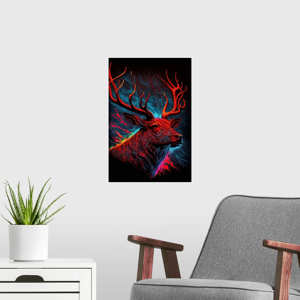 A modern room featuring Red Stag Splosion