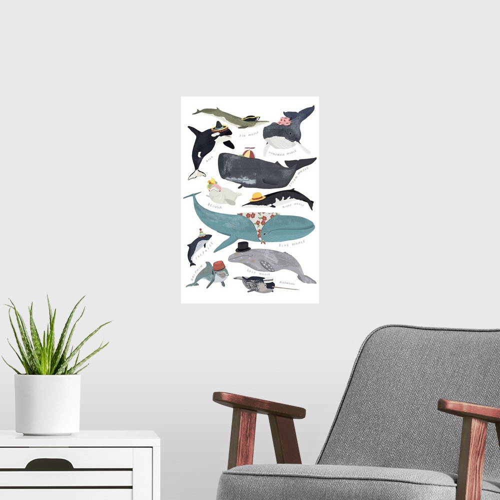 A modern room featuring Whales In Hats