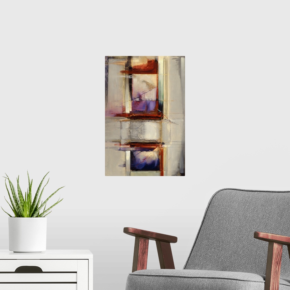 A modern room featuring Fine art abstract painting by Bruce Dean.