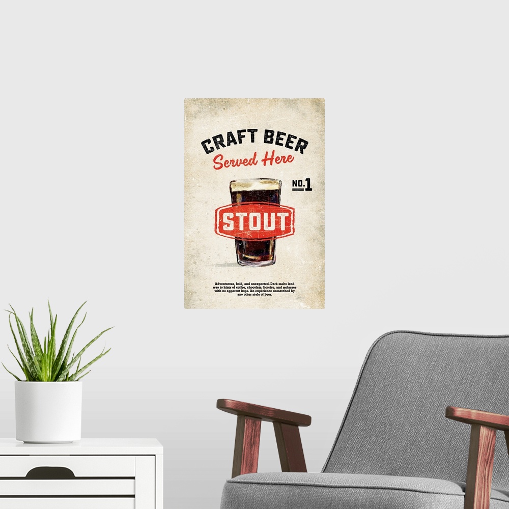 A modern room featuring Craft Beer Stout Vintage Sign