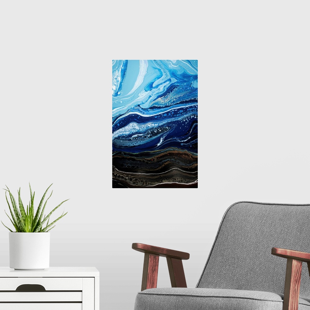 A modern room featuring Sky Blue Abstract 38