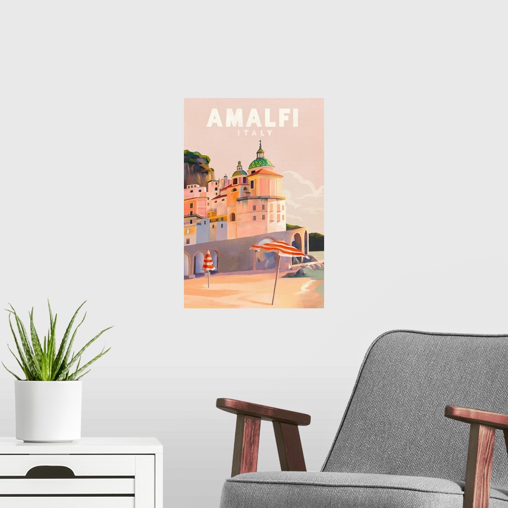 A modern room featuring Travel Poster Amalfi