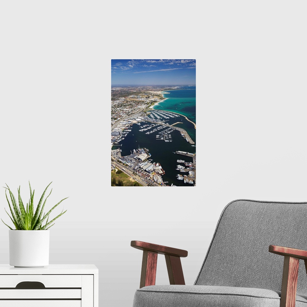 A modern room featuring Aerial view of Fremantle harbour, Perth, Western Australia, Australia