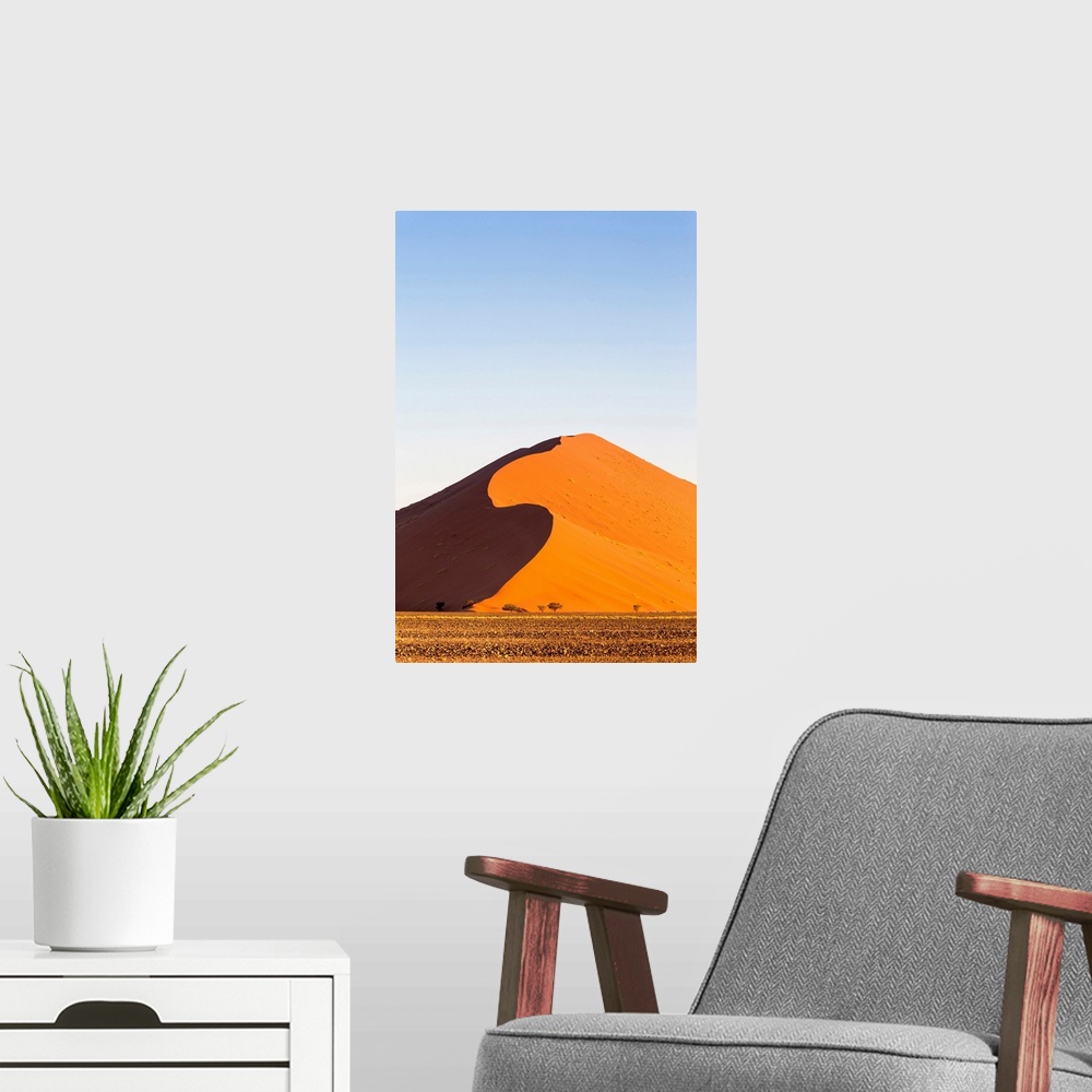 A modern room featuring Africa, Namibia, Namib Desert, Sossusvlei, dunes at sunrise