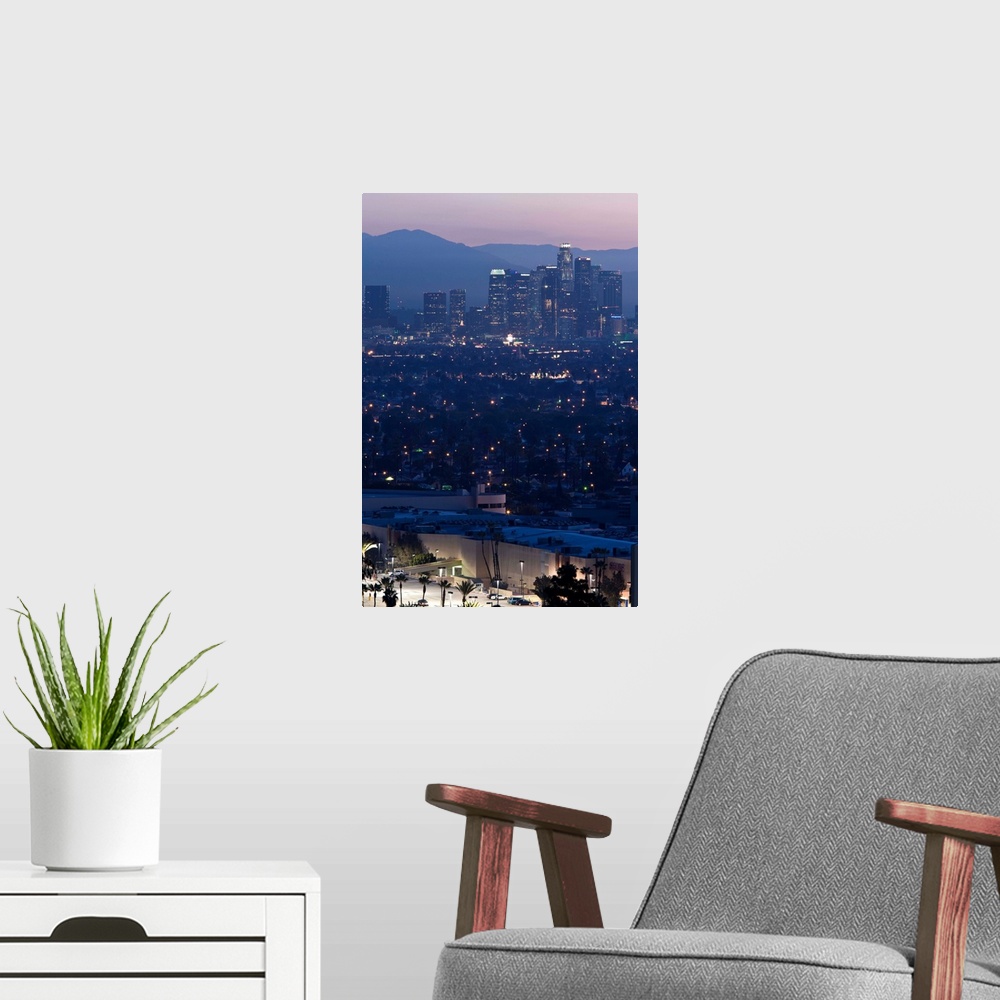 A modern room featuring USA, California, Los Angeles, downtown view from Baldwin Hills, dawn