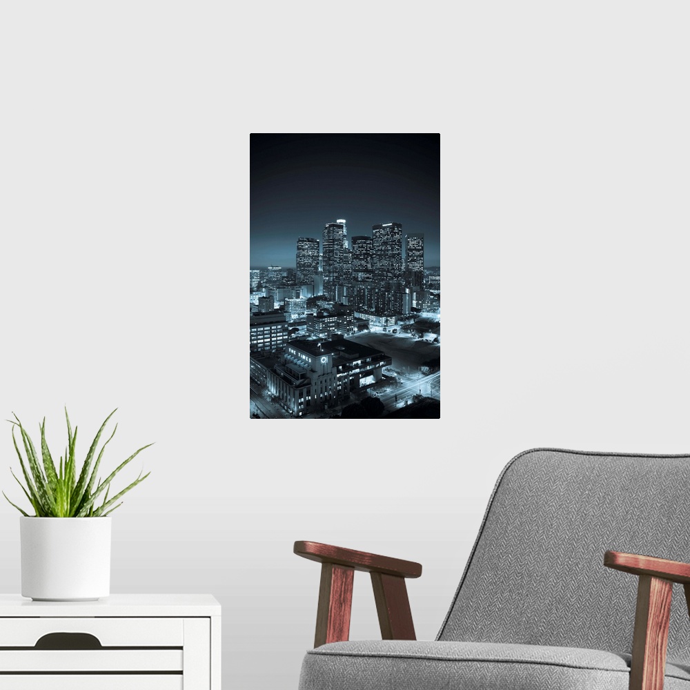A modern room featuring USA, California, Los Angeles, Skyline of Downtown Los Angeles
