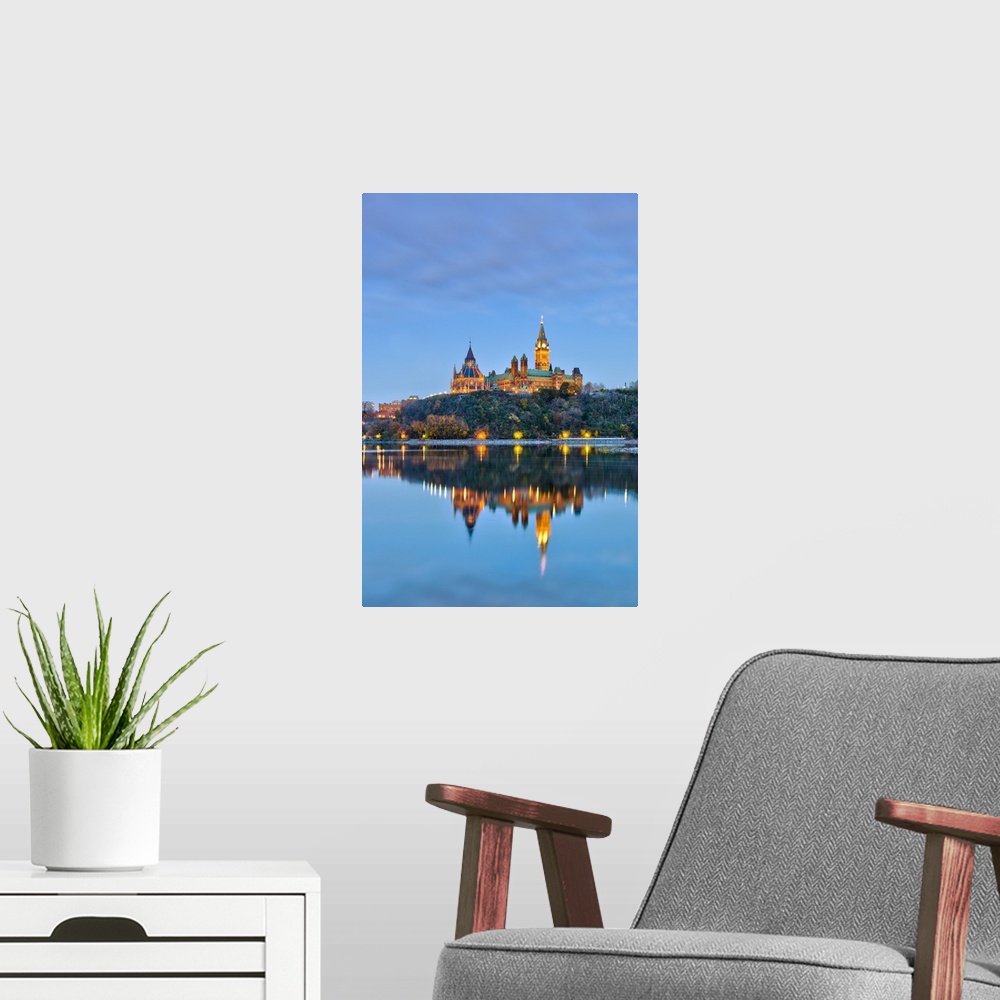 A modern room featuring Canada, Ontario, Ottawa, Canadian Parliament across Ottawa River